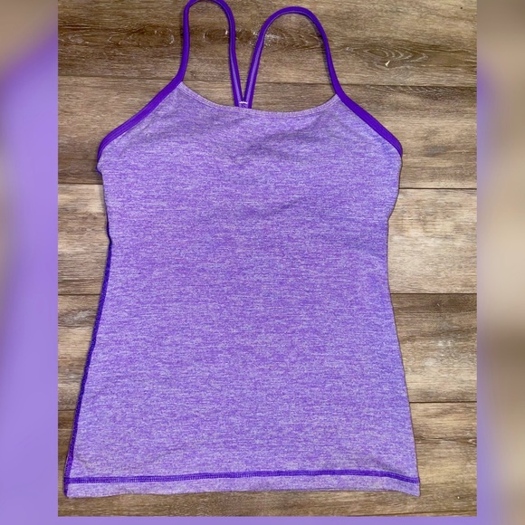 Lululemon Athletica power Y tank top Size 4 purple pin stripes - Picture 2 of 7